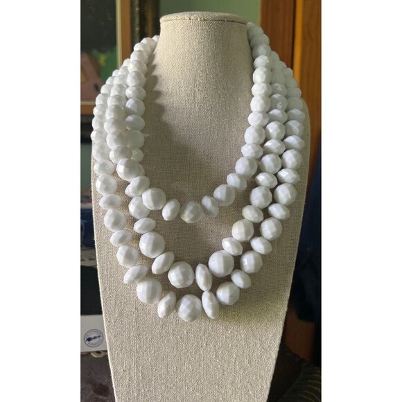 Sugar Fix White 3-Strand Necklace -- 22" - Picture 1 of 6